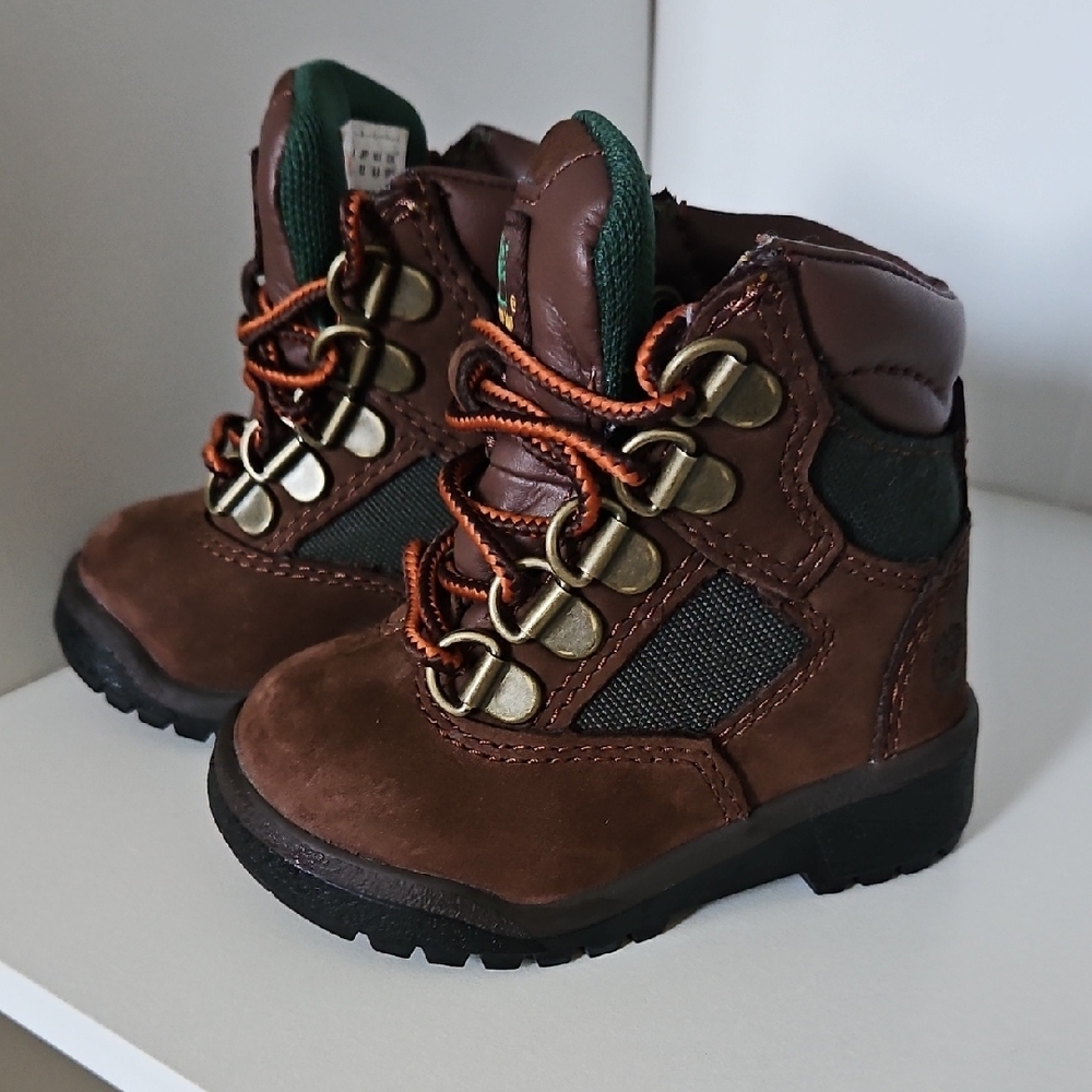 Timberland Brown Kids Boots with Green Accents